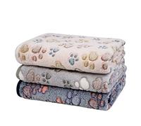 Dono 1 Pack 3 Blankets Soft Fluffy Cute Bone Pattern Fleece Pet Blanket Warm Sleep Mat Cute Print Design Puppy Kitten Blanket Doggy Mat Paw Print for Animals (Nude/Gray/Blue, L(41 * 31"))