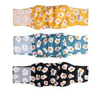 Dono Washable Male Dog Nappies, Super Absorbing Male Dog Belly Band Pack of 3, Sanitary Pants Dog Wraps for Small Medium Large Dogs (Fried Eggs, S)