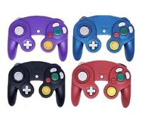 Donop 4 Pack Wired Controllers Compatible with Wii Gamecube Game Cube NGC Console (Black Purple Red Blue)