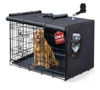 DONORO 30 Inch Dog Crate Cover, Waterproof Pet Kennel Cover 600D Heavy Duty Dog Cage Cover Universal Fit for Most Wire Pet Crates (30-Inch Black Cover)