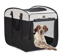 DONORO Dog Kennels and Crates for Medium Dogs, Portable Pop Up Indoor Pet Cage with Sturdy Wire Frame, Collapsible Travel Crate Soft Sided Cat Bag Escape Proof (Black, 32.0" L x 21.0" W x 26.0" H)