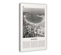 Donostia Black And White, San Sebastián, Basque Country, Spain, España, Europe City Map Travel Landscape Canvas Modern Poster Wall Art Prints Paintings Living Room Bedroom Decor 12x18inch(30x45cm)