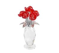 DONOUCLS Faceted Crystal Vase with Eternal Bloom, Handcrafted Table Centerpiece for Home & Wedding Decor, Unique Gift for Women, Collectible Art Ornament, Red Crystal Rose Bouquet Figurine