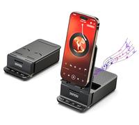 DONOW Wireless Induction Bluetooth Speaker with Cell Phone Stand, HD Surround Stereo Sound Foldable phone holder Perfect for Tablet iPhone Android, Gifts for Men Women