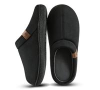 Donpapa Mens Slippers Wide Fit Memory Foam Soft Cozy Slip on House Shoes | Warm Sherpa Fleece Lining, Anti-Slip Rubber Sole, Indoor Outdoor, Breathable, Machine Washable, Gift