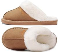 Donpapa Slippers Women Men With Memory Foam Fluffy Winter Ladies Cosy Warm Anti-Slip Plush Fleece Lined House Shoes Indoor Outdoor Chestnut 8.5-9.5