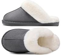 Donpapa Slippers Women Men With Memory Foam Fluffy Winter Ladies Cosy Warm Anti-Slip Plush Fleece Lined House Shoes Indoor Outdoor Dark Grey 8.5-9.5
