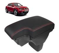 Donpida Consoles Armrest compatible with Nissan Juke 2010-2017 Center Console Box Armrest Box USB Charge Black with Red Stitching