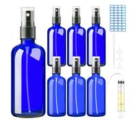 DONQL 100ml Empty Blue Glass Spray Bottles for Essential Oils, 6 PCS Empty Small Glass Spray Bottle, Small Fine Mist Spray Bottles, Atomiser Spray Bottle 100ml with 20ml syringe 3 funnels 1 pipette
