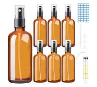 DONQL 100ml Empty Glass Spray Bottles for Essential Oils, 6 PCS Small Fine Mist Spray Bottles, Atomiser Spray Bottle 100ml with 20ml syringe 3 funnels 1 pipette (Amber)