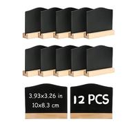DONQL 12Pack Mini Chalkboard Signs, Kitchen Notes Chalk Boards with Stands 10x7.2cm Small Blackboard Message Tabletop Board for Signs Place Cards Table Numbers Shop Buffet Cafe Party