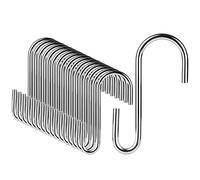 DONQL 20pcs Silver S-Shaped Hanging Hooks - 2.36in Heavy Duty Stainless Steel Hooks for Utensils, Clothes, Jeans, Fence, Plants, Baskets