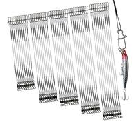 DONQL 50pcs Stainless Steel Wire Traces Pike Fishing, 5 Size 10/15/20/25/30 cm Anti-Bite Fishing Wire Trace Leaders(Black) with Rolling Swivels and Snaps for Bait Rigs Saltwater Freshwater