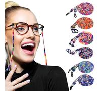 DONQL 6Pcs Eyeglasses Straps Chain, 5mm Nylon Non-Slip Spectacles Strap Glasses Adjustable Neck Cord Retainer Lanyard 73cm / 28.74inch Bohemia Spec Lanyard for Women Men