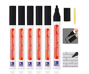 DONQL 6Pcs Grout Pen, Black Tile Pen with Replacement Nib Tips | Anti-Grout Tile Paint Marker for Restoring Tile, Grout Reviver Wall, Floor, Bathroom, Kitchen, and Tiles Waterproof