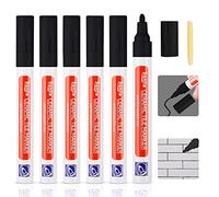 DONQL 6Pcs Tile Pen Black Grout Pen for Tiles Bathroom with Replacement Nib Tips Anti-Grout Tile Pen Marker for Restoring Tile Grout Wall Floor Bathroom Kitchen and Floor Tiles (Black)
