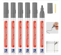 DONQL 6Pcs Tile Pen Grey Grout Pen for Tiles Bathroom with Replacement Nib Tips Anti-Grout White Tile Pen Marker for Restoring Tile Grout Wall Floor Bathroom Kitchen and Floor Tiles (Grey)