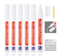 DONQL 6Pcs Tile Pen White Grout Pen for Tiles Bathroom with Replacement Nib Tips Anti-Grout white Tile Pen Marker for Restoring Tile Grout Wall Floor