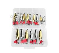DONQL Fishing Lures Metal Spoons Hard Baits 16pcs Set Metal Fishing Lures Spinner Baits Fish Treble Hooks Tackle Salmon Bass (Set C - 16Pcs)