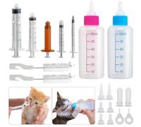 DONQL Puppy Nursing Bottle Kit, 2pcs 60ml Pet Feeding Dispenser Tool, Kitten Nipple Syringe, Pet Syringe Feeding Kit with with Replacement Nipples for Newborn Kittens, Puppies, Rabbits, Small Animals