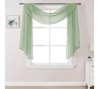 DONREN 144 Inches Long Window Scarf for Party - Luxury Soft Semi Sheer Scarf Valance for Wedding (1 Panel,Sage Green)