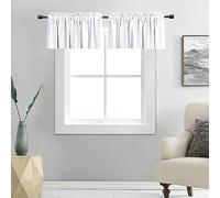 DONREN 2 Panels 42 by 18 Inches Long - Pure White Valances for Window Rod Pocket Room Darkening Kitchen Valances