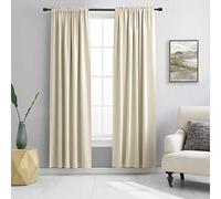 DONREN 2 Panels 84 inch Length Cream Beige Blackout Curtain Panels for Bedroom - Rod Pocket Room Darkening Thermal Insulated Curtains for Living Room (42 x 84 Inches Long)