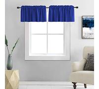 DONREN 2 Panels Royal Blue Valances for Bedroom - Small Window Rod Pocket Curtain Valances(42 by 12 Inch,2 Panels)