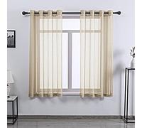 DONREN 2 Panels Taupe Textured Voile Curtains Grommet Top 52" x 63"