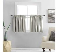 DONREN 30 Inch Length Curtain Tiers for Loft - Light Grey/Gray Room Darkening Short Length Curtains for Bathroom(42 Inches Wide,2 Panels)