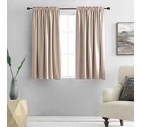 DONREN 48 Inch Curtains for Boy's Room - Blackout Thermal Insulated Window Drapes with Rod Pocket for Short Windows (2 Panels,52 x 48 Inch,Taupe)