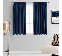 DONREN 48 Inch Curtains for Boy's Room - Blackout Thermal Insulated Window Drapes with Rod Pocket for Short Windows (2 Panels,52 x 48 Inch,Navy Blue)