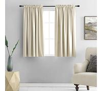 DONREN 54 Inch Length Beige Curtains for Kitchen - Room Darkening Small Window Treatment Curtain Drapes,Set of 2 Panels