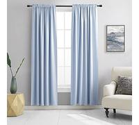 DONREN 84 inche Length Curtain Panels - Light Reducing Thermal Insulated Solid Blackout Curtains/Panels/Drapes for Living Room (Set of 2, 60 inches by 84 Inch, Light Blue)
