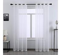 DONREN 96 Inch Crushed Sheer Curtains for Bedroom Luxury Soft Durable Grommet Floor Length Curtains (White,2 Panels)