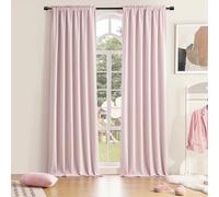 DONREN 96 Inch Length Cute Blush Pink Room Darkening Curtains, Light Pink Thermal Insulating Light Blocking Privacy Protection for Livingroom, 52" W by 96" L 2 Panels