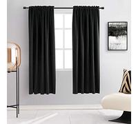 DONREN 99 Percent Blackout Curtain Panels for Bedroom - 72 Inch Length Thermal Insulating Blackout Rod Pocket Drapes for Small Windows (42 x 72 Inches,Set of 2 Panels,Black)