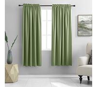 DONREN Blackout Curtain for Small Windows, Thermal Insulated, with Rod Pocket, for Bedroom, 2 Panels, 52"W x 63"L, Sage Green