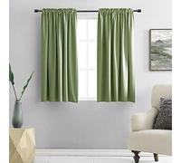 DONREN Blackout Curtains for Bedroom 48 Inch Drop Sage Small Curtains with Rod Pocket Set of 2 Panels, W52 x L48 Inch