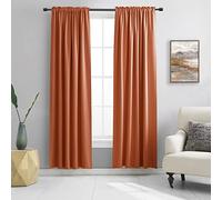 DONREN Blackout Curtains for Bedroom, Burnt Orange Ochre 84 Inch Thermal Insulated Window Treatments for Living Room Energy Saving Rod Pocket Decorative Panel