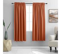 DONREN Blackout Curtains for Bedroom, Living Room, Energy Saving, with Rod Pocket, Decorative Curtains (2 Panels, 132 x 160 cm (W x L), Rusty Orange)