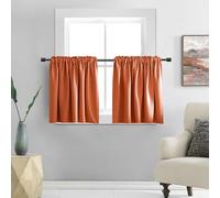 DONREN Burnt Orange 20 Inch Length Short RV Curtains for Camper Kitchen Room Darkening Small Window Curtain Tiers for Nursery Bathroom Loft 24 Wide by 20 Long Set of 2 Panels