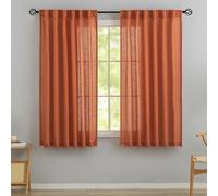 DONREN Burnt Orange Back Tab Curtains 54 Inches Long 2 Panels for Guest Room -Elegant Modern Country Semi Sheer Privacy Drapes Hooks Belt Light Filtering Playroom Curtains W52 x L54