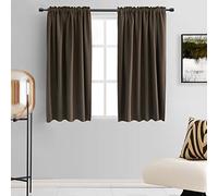 DONREN Chocolate Brown & Coffee Color Blackout Curtain Panels for Cafe - 45 Inches Long Rod Pocket Thermal Insulated Window Curtains for Bedroom (42 Inch Width x 45 L Inch Length,2 Panels)