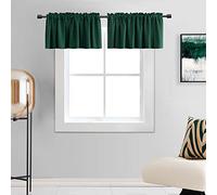 DONREN Christmas Green Blackout Window Valances for Holiday Decoration,Living Room/Loft/Kitchen with Rod Pocket Top (42 x 18 Inch Length,2 Panels)