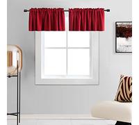 DONREN Christmas Red Valances for Bedroom - Room Darkening Window Curtain Valances with Rod Pocket (72 by 18 Inch,2 Panels)
