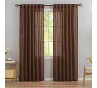 DONREN Cocoa Brown Back Tab Curtains 80 Inches Long 2 Panels for Bedroom,Modern Farmhouse Hooks Belt Pleated Semi Privacy Drapes Shabby Chic Light Filtering Window Curtains W52 x L80