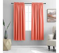 DONREN Coral Blackout Curtains Rod Pocket Curtain Panels - Salmon Color Thermal Insulated Curtain Drapes for Living Room (42 W x 63 L Inch,2 Panels)