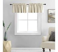 DONREN Cream Beige Curtain Valances for Kitchen 42 x 12 Inches Long Room Darkening Rod Pocket Valances (2 Panels)