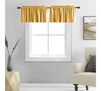 DONREN curtain valances for living room, blackout rod for small windows, 42.4 "x12", 2 curtains, Gold Yellow